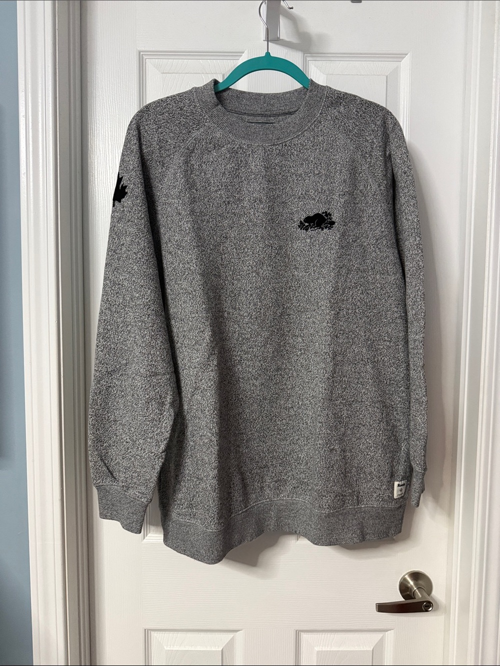 Roots Grey Crewneck Sweater with Black Logo